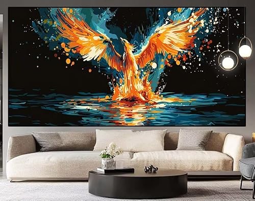 Diamond Painting Flamme Phönix diamond painting erwachsene groß xxl 120 x 50 cm 5D Diamant malerei Set Full Square Kristall Strass DIY Stickerei Kreuzstich Diamond Art Kunst für Home Dekor Gifts H41 von UDERUI