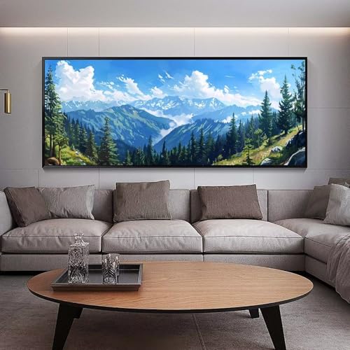 Diamond Painting Groß xxl 100 x 40 cm Berg Diamant Painting Bilder Erwachsene Malen nach Zahlen Wald DIY Voll Round bohrer diamond painting zubehör Set für Wohnzimmer und Schlafzimmer Wanddeko B78 von UDERUI