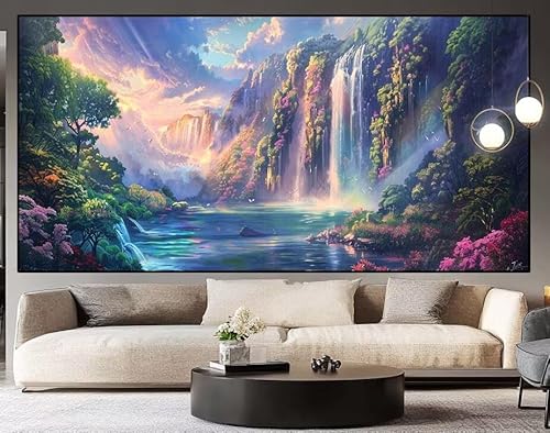 Diamond Painting Groß xxl 100 x 40 cm Fallen Diamant Painting Bilder Erwachsene Malen nach Zahlen Landschaft DIY Voll Square diamond painting zubehör Set für Wohnzimmer und Schlafzimmer Wanddeko I43 von UDERUI