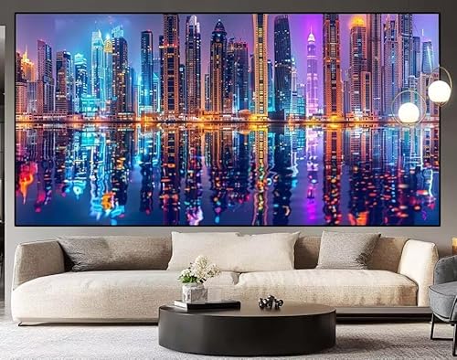 Diamond Painting Groß xxl 100 x 40 cm Farbe Diamant Painting Bilder Erwachsene Malen nach Zahlen Stadt DIY Voll Square bohrer diamond painting zubehör Set für Wohnzimmer und Schlafzimmer Wanddeko F8 von UDERUI