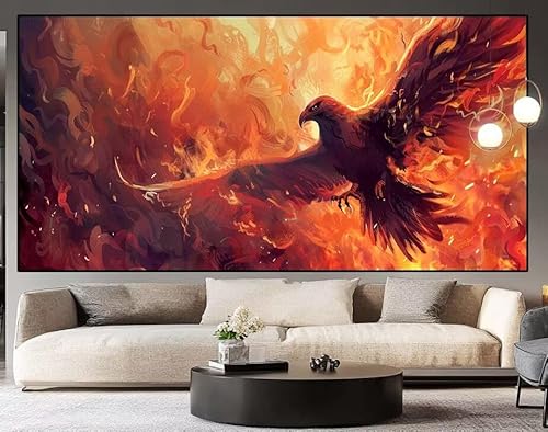 Diamond Painting Groß xxl 100 x 40 cm Flamme Diamant Painting Bilder Erwachsene Malen nach Zahlen Adler DIY Voll Square bohrer diamond painting zubehör Set für Wohnzimmer und Schlafzimmer Wanddeko H42 von UDERUI