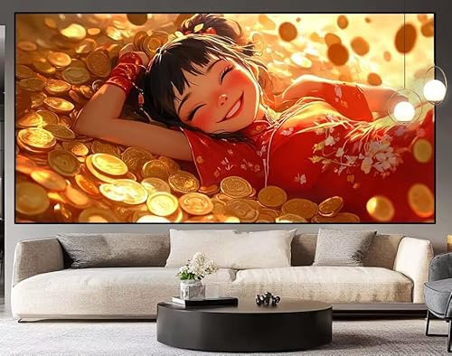 Diamond Painting Groß xxl 100 x 40 cm Karikatur Diamant Painting Bilder Erwachsene Malen nach Zahlen Schönheit DIY Voll Square diamond painting zubehör Set für Wohnzimmer und Schlafzimmer Wanddeko H53 von UDERUI