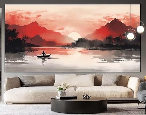 Diamond Painting Groß xxl 100 x 40 cm Mond Diamant Painting Bilder Erwachsene Malen nach Zahlen Landschaft DIY Voll Square diamond painting zubehör Set für Wohnzimmer und Schlafzimmer Wanddeko J76 von UDERUI