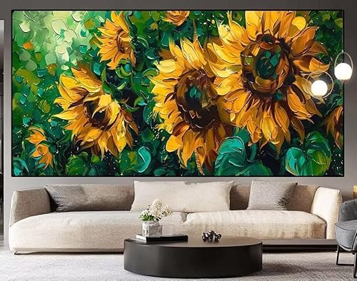 Diamond Painting Groß xxl 100 x 40 cm Sonnenblume Diamant Painting Bilder Erwachsene Malen nach Zahlen Blume DIY Voll Square diamond painting zubehör Set für Wohnzimmer und Schlafzimmer Wanddeko J50 von UDERUI