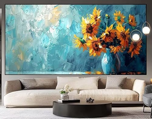 Diamond Painting Groß xxl 100 x 40 cm Sonnenblume Diamant Painting Bilder Erwachsene Malen nach Zahlen Blume DIY Voll Square diamond painting zubehör Set für Wohnzimmer und Schlafzimmer Wanddeko J53 von UDERUI