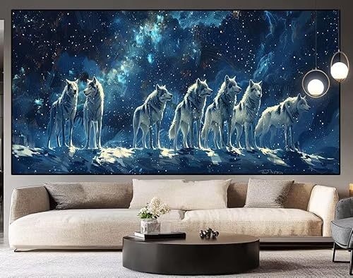 Diamond Painting Groß xxl 100 x 40 cm Tier Diamant Painting Bilder Erwachsene Malen nach Zahlen Wolf DIY Voll Square bohrer diamond painting zubehör Set für Wohnzimmer und Schlafzimmer Wanddeko G7 von UDERUI