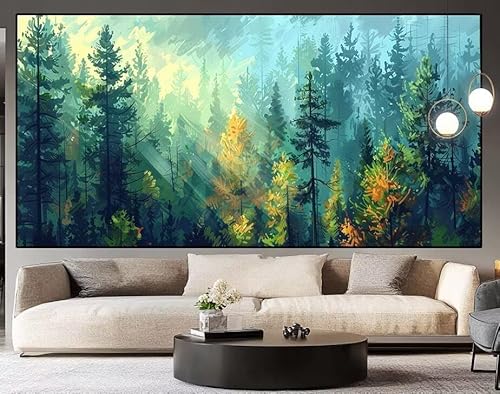 Diamond Painting Groß xxl 100 x 40 cm Wald Diamant Painting Bilder Erwachsene Malen nach Zahlen Landschaft DIY Voll Square diamond painting zubehör Set für Wohnzimmer und Schlafzimmer Wanddeko J3 von UDERUI