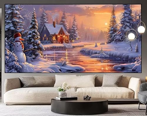 Diamond Painting Groß xxl 100 x 40 cm Wald Diamant Painting Bilder Erwachsene Malen nach Zahlen Winter DIY Voll Square bohrer diamond painting zubehör Set für Wohnzimmer und Schlafzimmer Wanddeko J2 von UDERUI