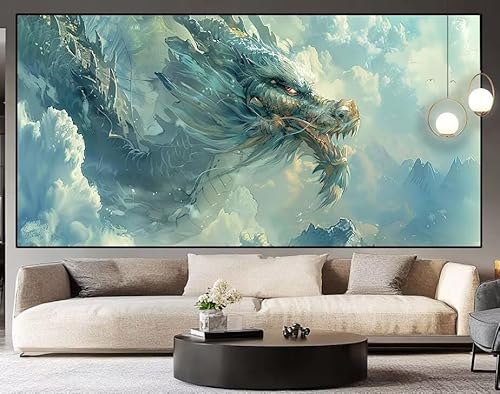 Diamond Painting Groß xxl 100 x 40 cm japanisch Diamant Painting Bilder Erwachsene Malen nach Zahlen Drachen DIY Voll Square diamond painting zubehör Set für Wohnzimmer und Schlafzimmer Wanddeko I90 von UDERUI