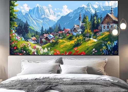 Diamond Painting Groß xxl 100 x 40 cm ländlich Diamant Painting Bilder Erwachsene Malen nach Zahlen Landschaft DIY Voll Square diamond painting zubehör Set für Wohnzimmer und Schlafzimmer Wanddeko E39 von UDERUI