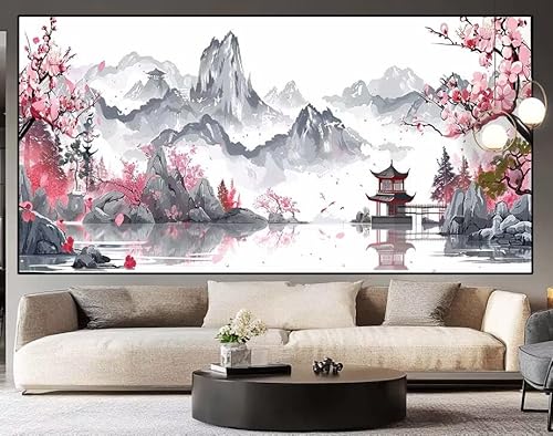 Diamond Painting Groß xxl 100x40 cm japanisch Diamant Painting Bilder Erwachsene Malen nach Zahlen Landschaft DIY Voll Square diamond painting zubehör Set für Wohnzimmer und Schlafzimmer Wanddeko I82 von UDERUI