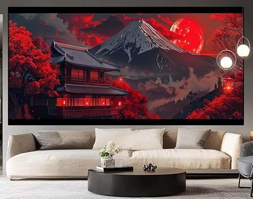 Diamond Painting Groß xxl 100x40 cm japanisch Diamant Painting Bilder Erwachsene Malen nach Zahlen Landschaft DIY Voll Square diamond painting zubehör Set für Wohnzimmer und Schlafzimmer Wanddeko I73 von UDERUI