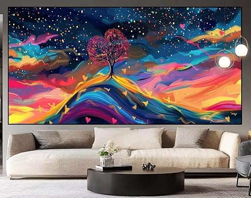 Diamond Painting Groß xxl 100x40cm Karikatur Diamant Painting Bilder Erwachsene Malen nach Zahlen Baum des Lebens DIY Square diamond painting zubehör Set für Wohnzimmer und Schlafzimmer Wanddeko H55 von UDERUI