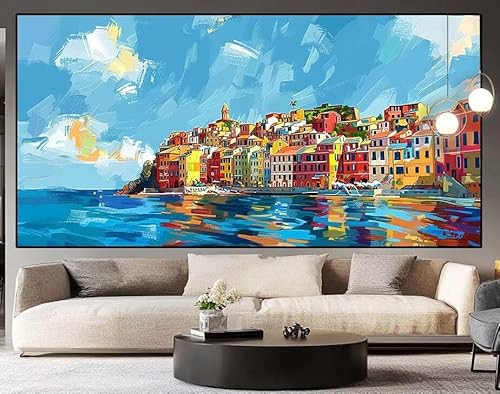 Diamond Painting Groß xxl 100x40cm Kleine Stadt Diamant Painting Bilder Erwachsene Malen nach Zahlen Landschaft DIY Square diamond painting zubehör Set für Wohnzimmer und Schlafzimmer Wanddeko J55 von UDERUI