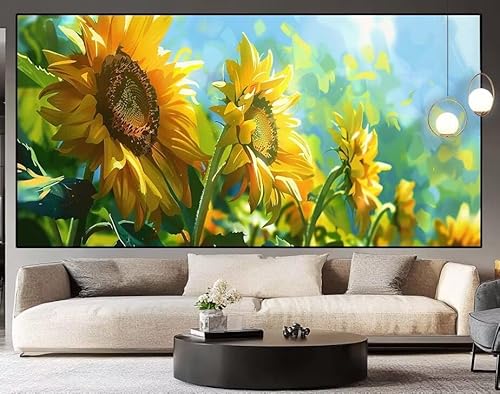 Diamond Painting Groß xxl 150 x 50 cm Sonnenblume Diamant Painting Bilder Erwachsene Malen nach Zahlen Blume DIY Voll Square diamond painting zubehör Set für Wohnzimmer und Schlafzimmer Wanddeko J52 von UDERUI