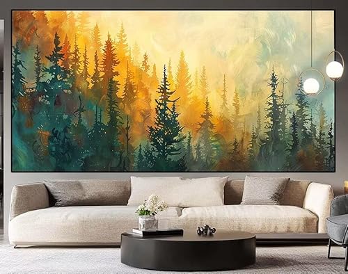 Diamond Painting Groß xxl 150 x 50 cm Sonnenuntergang Diamant Painting Bilder Erwachsene Malen nach Zahlen Wald DIY Voll Square diamond painting zubehör Set für Wohnzimmer und Schlafzimmer Wanddeko I9 von UDERUI