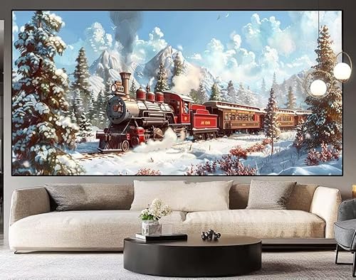 Diamond Painting Groß xxl 150 x 50 cm Wald Diamant Painting Bilder Erwachsene Malen nach Zahlen Zug DIY Voll Square bohrer diamond painting zubehör Set für Wohnzimmer und Schlafzimmer Wanddeko J8 von UDERUI