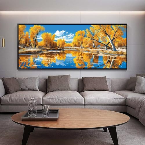 Diamond Painting Groß xxl 150 x 60 cm Herbst Diamant Painting Bilder Erwachsene Malen nach Zahlen Baum DIY Voll Square bohrer diamond painting zubehör Set für Wohnzimmer und Schlafzimmer Wanddeko A6 von UDERUI