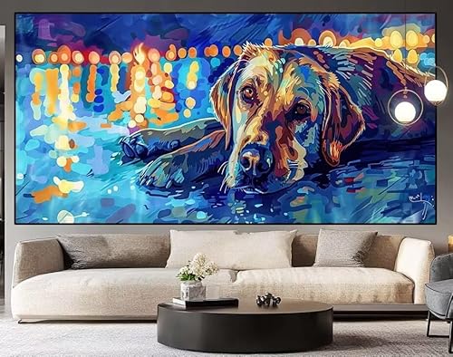 Diamond Painting Groß xxl 150 x 60 cm Tier Diamant Painting Bilder Erwachsene Malen nach Zahlen Hund DIY Voll Square bohrer diamond painting zubehör Set für Wohnzimmer und Schlafzimmer Wanddeko G6 von UDERUI