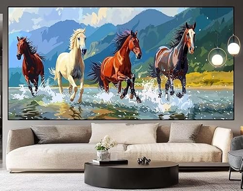 Diamond Painting Groß xxl 150 x 60 cm Tier Diamant Painting Bilder Erwachsene Malen nach Zahlen Pferd DIY Voll Square bohrer diamond painting zubehör Set für Wohnzimmer und Schlafzimmer Wanddeko G11 von UDERUI