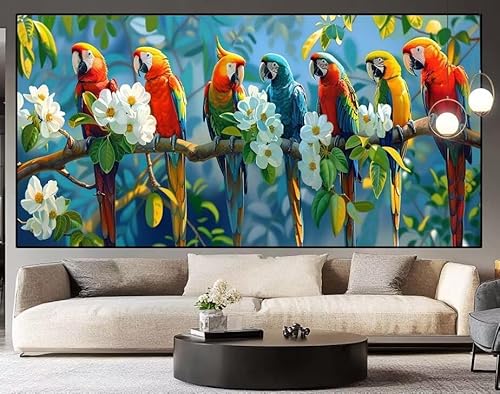 Diamond Painting Groß xxl 150 x 60 cm Vogel Diamant Painting Bilder Erwachsene Malen nach Zahlen Blume DIY Voll Square bohrer diamond painting zubehör Set für Wohnzimmer und Schlafzimmer Wanddeko I32 von UDERUI