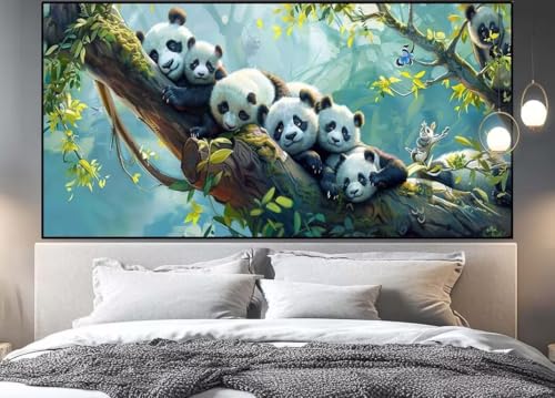 Diamond Painting Groß xxl 150 x 60 cm Wald Diamant Painting Bilder Erwachsene Malen nach Zahlen Panda DIY Voll Square bohrer diamond painting zubehör Set für Wohnzimmer und Schlafzimmer Wanddeko E17 von UDERUI