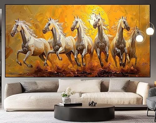 Diamond Painting Groß xxl 150x50 cm Sonnenuntergang Diamant Painting Bilder Erwachsene Malen nach Zahlen Pferd DIY Voll Square diamond painting zubehör Set für Wohnzimmer und Schlafzimmer Wanddeko H98 von UDERUI