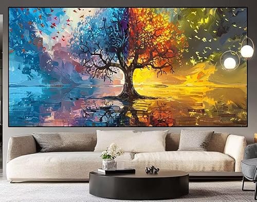 Diamond Painting Groß xxl 150x50cm Baum des Lebens Diamant Painting Bilder Erwachsene Malen nach Zahlen Landschaft DIY Square diamond painting zubehör Set für Wohnzimmer und Schlafzimmer Wanddeko J22 von UDERUI