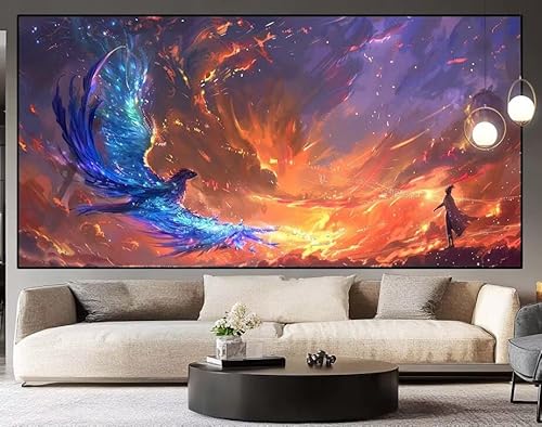 Diamond Painting Groß xxl 150x50cm Sonnenuntergang Diamant Painting Bilder Erwachsene Malen nach Zahlen Phönix DIY Voll Square diamond painting zubehör Set für Wohnzimmer und Schlafzimmer Wanddeko H84 von UDERUI