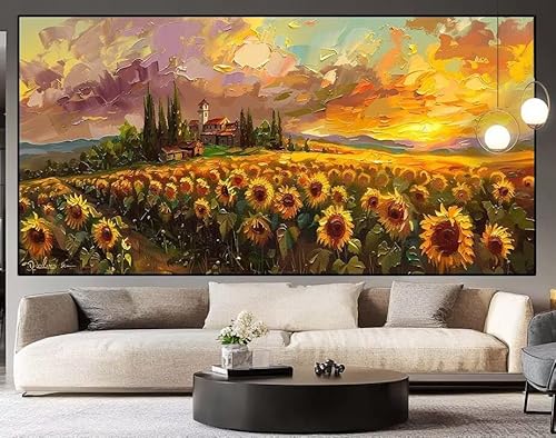 Diamond Painting Groß xxl 150x50cm Sonnenuntergang Diamant Painting Bilder Erwachsene Malen nach Zahlen Sonnenblume DIY Square diamond painting zubehör Set für Wohnzimmer und Schlafzimmer Wanddeko I16 von UDERUI