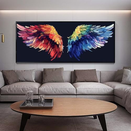 Diamond Painting Groß xxl 160 x 80 cm Bunte Flügel Diamant Painting Bilder Erwachsene Malen nach Zahlen Stadt DIY Voll Square diamond painting zubehör Set für Wohnzimmer und Schlafzimmer Wanddeko D41 von UDERUI