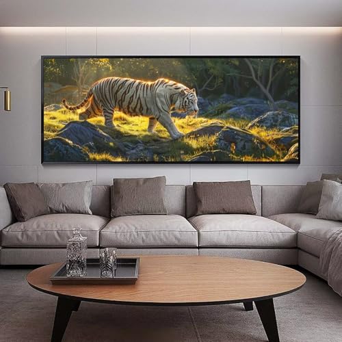 Diamond Painting Groß xxl 160 x 80 cm Tiger Diamant Painting Bilder Erwachsene Malen nach Zahlen Tier DIY Voll Square bohrer diamond painting zubehör Set für Wohnzimmer und Schlafzimmer Wanddeko C50 von UDERUI