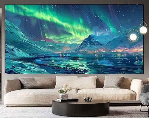 Diamond Painting Groß xxl 160x80 cm Polarlicht Diamant Painting Bilder Erwachsene Malen nach Zahlen Landschaft DIY Voll Square diamond painting zubehör Set für Wohnzimmer und Schlafzimmer Wanddeko H44 von UDERUI