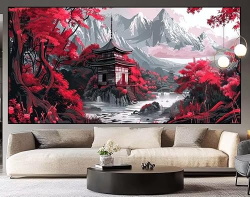 Diamond Painting Groß xxl 160x80 cm japanisch Diamant Painting Bilder Erwachsene Malen nach Zahlen Landschaft DIY Voll Square diamond painting zubehör Set für Wohnzimmer und Schlafzimmer Wanddeko I80 von UDERUI