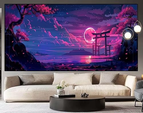 Diamond Painting Groß xxl 160x80cm Sonnenuntergang Diamant Painting Bilder Erwachsene Malen nach Zahlen Landschaft DIY Square diamond painting zubehör Set für Wohnzimmer und Schlafzimmer Wanddeko H83 von UDERUI