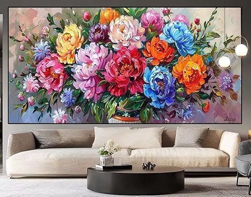 Diamond Painting Groß xxl 180 x 90 cm Blume Diamant Painting Bilder Erwachsene Malen nach Zahlen Farbe DIY Voll Square bohrer diamond painting zubehör Set für Wohnzimmer und Schlafzimmer Wanddeko H23 von UDERUI