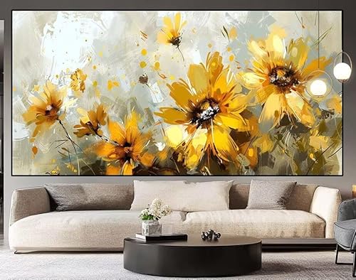 Diamond Painting Groß xxl 180 x 90 cm Gelb Diamant Painting Bilder Erwachsene Malen nach Zahlen Blume DIY Voll Square bohrer diamond painting zubehör Set für Wohnzimmer und Schlafzimmer Wanddeko H33 von UDERUI