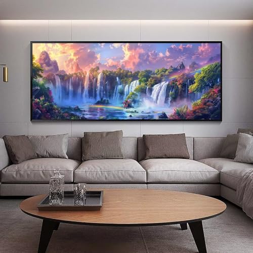 Diamond Painting Groß xxl 180 x 90 cm Wasserfall Diamant Painting Bilder Erwachsene Malen nach Zahlen Landschaft DIY Voll Square diamond painting zubehör Set，Wohnzimmer und Schlafzimmer WanddekoC85 von UDERUI