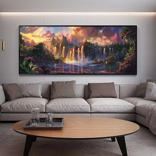 Diamond Painting Groß xxl 180 x 90 cm Wasserfall Diamant Painting Bilder Erwachsene Malen nach Zahlen Landschaft DIY Voll Square diamond painting zubehör Set，Wohnzimmer und Schlafzimmer WanddekoD36 von UDERUI