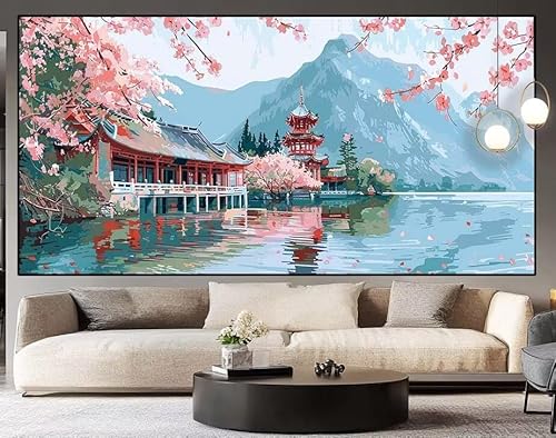 Diamond Painting Groß xxl 180x90 cm japanisch Diamant Painting Bilder Erwachsene Malen nach Zahlen Landschaft DIY Voll Square diamond painting zubehör Set für Wohnzimmer und Schlafzimmer Wanddeko I81 von UDERUI