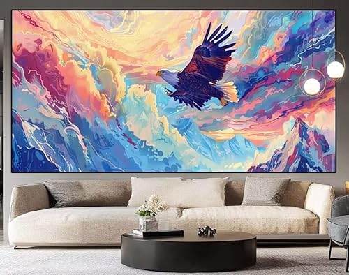 Diamond Painting Groß xxl 220 x 100 cm Tier Diamant Painting Bilder Erwachsene Malen nach Zahlen Adler DIY Voll Square bohrer diamond painting zubehör Set für Wohnzimmer und Schlafzimmer Wanddeko G12 von UDERUI