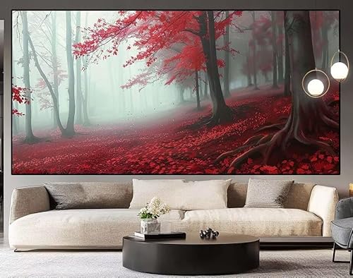 Diamond Painting Groß xxl 220x100 cm roter Wald Diamant Painting Bilder Erwachsene Malen nach Zahlen Schönheit DIY Voll Square diamond painting zubehör Set für Wohnzimmer und Schlafzimmer Wanddeko H12 von UDERUI