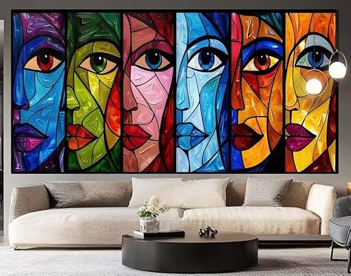 Diamond Painting Groß xxl 90 x 30 cm Abstrakt Diamant Painting Bilder Erwachsene Malen nach Zahlen Gesicht DIY Voll Square diamond painting zubehör Set für Wohnzimmer und Schlafzimmer Wanddeko F49 von UDERUI