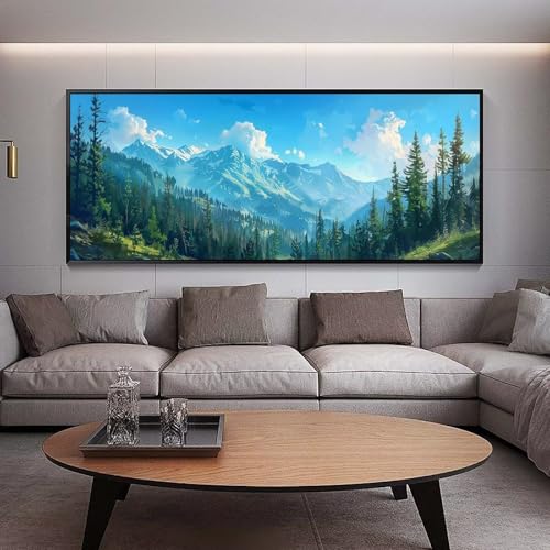 Diamond Painting Groß xxl 90 x 30 cm Berg Diamant Painting Bilder Erwachsene Malen nach Zahlen Wald DIY Voll Square bohrer diamond painting zubehör Set für Wohnzimmer und Schlafzimmer Wanddeko C19 von UDERUI