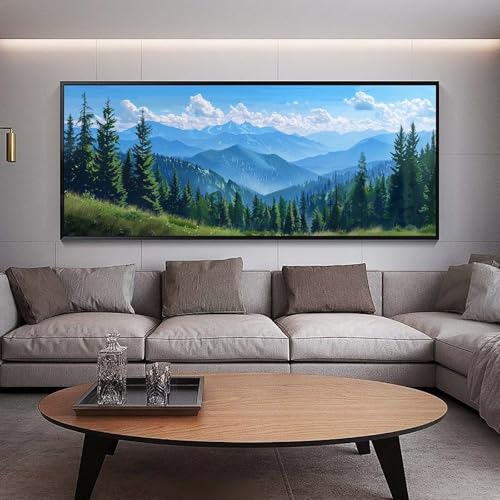 Diamond Painting Groß xxl 90 x 30 cm Berg Diamant Painting Bilder Erwachsene Malen nach Zahlen Wald DIY Voll Square bohrer diamond painting zubehör Set für Wohnzimmer und Schlafzimmer Wanddeko C24 von UDERUI