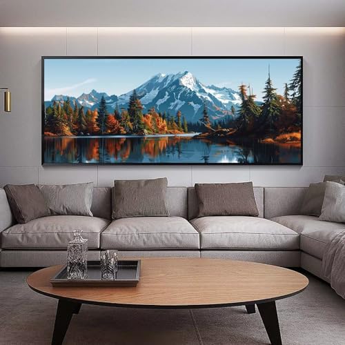 Diamond Painting Groß xxl 90 x 30 cm Herbst Diamant Painting Bilder Erwachsene Malen nach Zahlen Wald DIY Voll Square bohrer diamond painting zubehör Set für Wohnzimmer und Schlafzimmer Wanddeko C35 von UDERUI