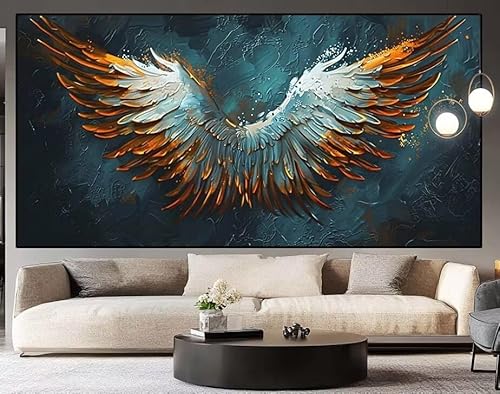 Diamond Painting Groß xxl 90 x 30 cm Retro Diamant Painting Bilder Erwachsene Malen nach Zahlen Flügel DIY Voll Square bohrer diamond painting zubehör Set für Wohnzimmer und Schlafzimmer Wanddeko G70 von UDERUI