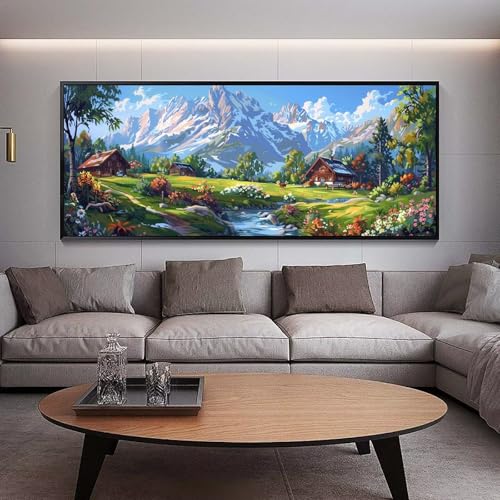 Diamond Painting Groß xxl 90 x 30 cm Rustikal Diamant Painting Bilder Erwachsene Malen nach Zahlen Landschaft DIY Voll Square diamond painting zubehör Set für Wohnzimmer und Schlafzimmer Wanddeko A72 von UDERUI