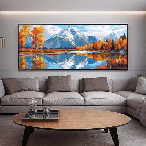 Diamond Painting Groß xxl 90 x 30 cm See Diamant Painting Bilder Erwachsene Malen nach Zahlen Landschaft DIY Voll Square diamond painting zubehör Set für Wohnzimmer und Schlafzimmer Wanddeko A93 von UDERUI