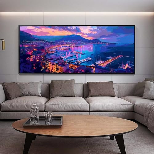 Diamond Painting Groß xxl 90 x 30 cm Sonnenuntergang Diamant Painting Bilder Erwachsene Malen nach Zahlen Meer DIY Voll Square diamond painting zubehör Set für Wohnzimmer und Schlafzimmer Wanddeko C3 von UDERUI